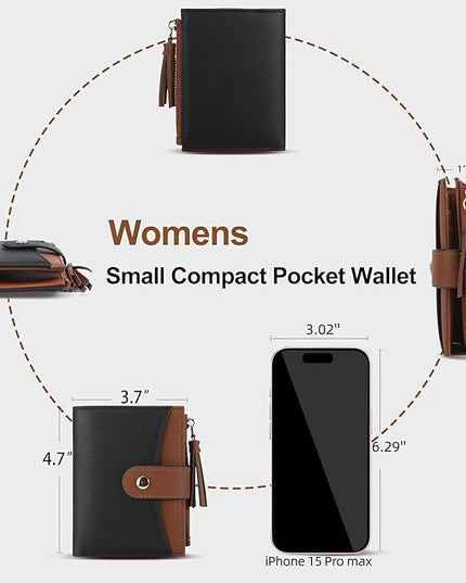 yiijay Small Wallet for Women RFID Blocking Tassle Bifold Slim Thin Leather Wallet Credit Card Holder Wallet Ladies Mini Wallet with Widened Zipper Pocket