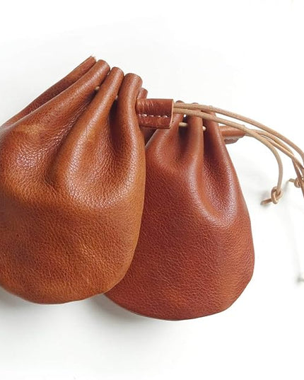 Fantastic Workmanship Genuine Leather Drawstring Coin Purse