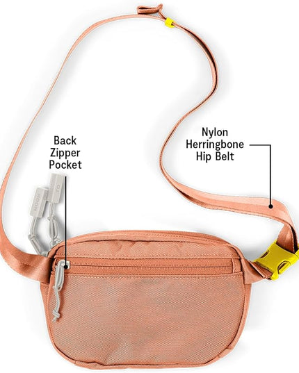 Baboon to the Moon Fanny Pack Mini 1.5L Compact Waist Bag Water Repellent Crossbody Belt Bag Lightweight Travel Everyday Bag for Men Women, Sunset Coral