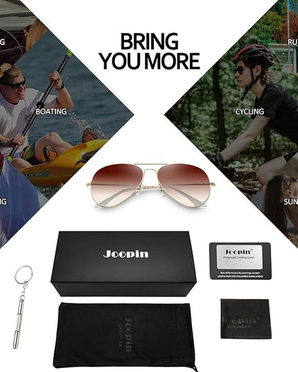 Joopin Polarized Metal Aviation Sunglasses Men, Classic Military Sun Glasses Women, Rectangle Shades UV400 Protection Costume
