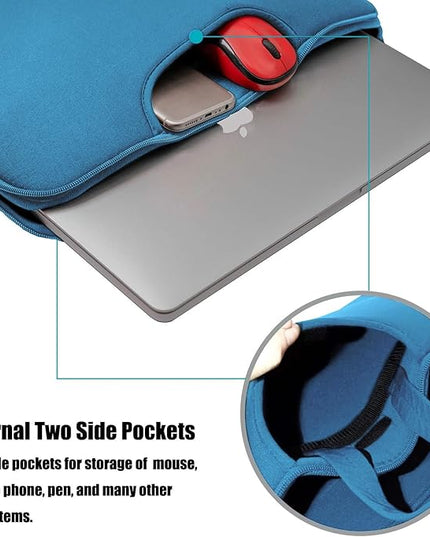 Laptop Sleeve Case 15.6 Inch, Durable Slim Briefcase Handle Bag & with Extra Pockets, Notebook Computer Protective Case for 15 15.6 inch HP, Dell, Acer, Asus, Chromebook, Ultrabook, Sky Blue