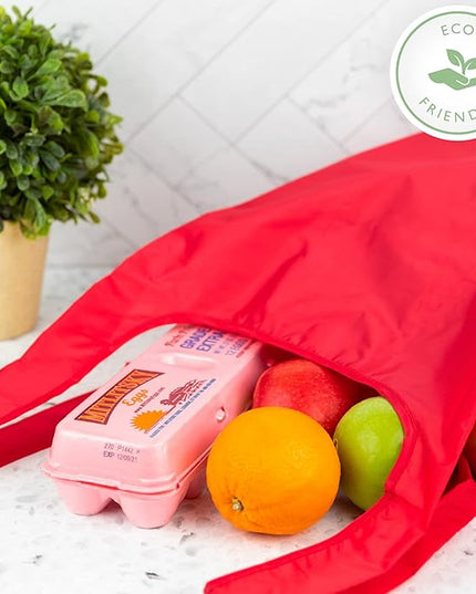 Masirs Reusable Grocery Bag (6-PACK | COLORS) - Reusable Ripstop Bags - Large, Strong Eco Friendly Bags - Foldable Shopping Bag - For Kitchen, Grocery & More - Packable Shopping Bag