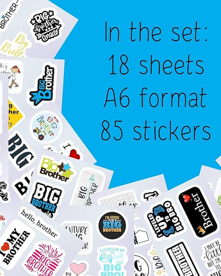 BulbaCraft Big Brother Stickers for Water Bottle and Laptop - Big Brother Party Supplies & Decorations, Waterproof Vinyl Decals, Sibling and Family Stickers, Gifts for Women & Men