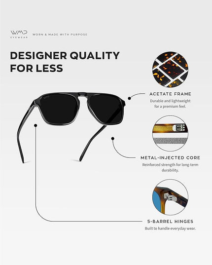WearMe Pro Polarized Modern Aviator One-Bridge Square Mens Sunglasses