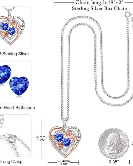 Iefil Christmas Gifts for Women - Sterling Silver Birthstone Necklace Anniversary Birthday Gifts for Her Wife Mom Daughter