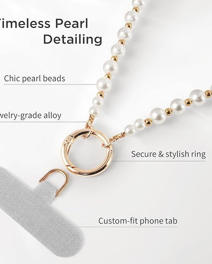Phone Charm for Women, Anti-Theft Phone Wrist Strap, Hands-Free & Beaded Chain, Detachable Lanyard with Tether Tab