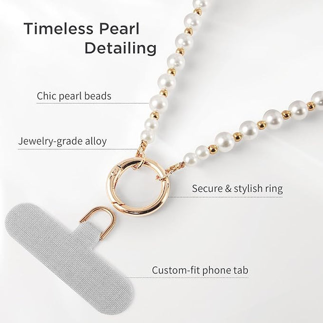 Phone Charm for Women, Anti-Theft Phone Wrist Strap, Hands-Free & Beaded Chain, Detachable Lanyard with Tether Tab