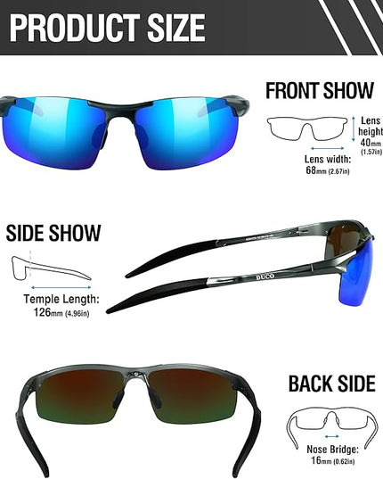 DUCO Mens Sports Polarized Sunglasses UV Protection Sunglasses for Men 8177s
