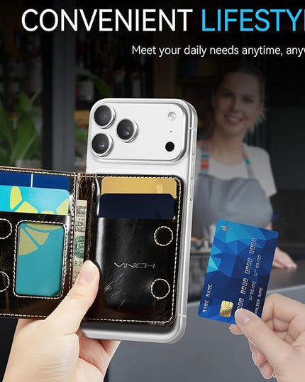 Vinich for MagSafe Wallet Magnetic RFID Blocking Card Holder Compatible with MagSafe Phones and Cases, Strong Magnet Minimalist Phone Wallet for iPhone 17/16/15/14/13/12/Pro/Max/Plus, Luxury Coffee