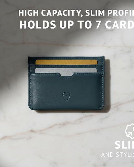 Vaultskin MOORGATE Slim Card Holder - Minimalist Leather Wallet, RFID Blocking Sleeve, Fits Front Pocket, for Men and Women