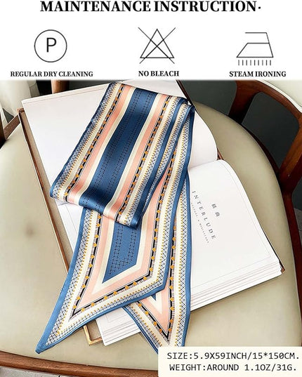 Head Scarf Purse Handle Neck Satin Hair Scarfs For Bag Lightweight Silky Long Thin Women's Fashion Scarves 59 * 5.9”