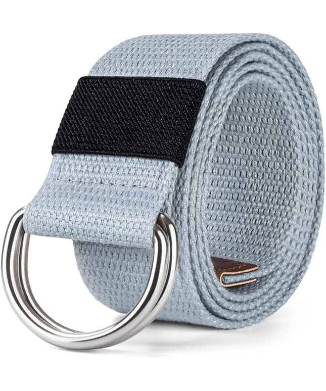 maikun Mens & Womens Canvas Belt with Black D-ring Buckle 1 1/2" Wide Solid Color Fabric Belt for Men