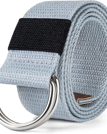 maikun Mens & Womens Canvas Belt with Black D-ring Buckle 1 1/2" Wide Solid Color Fabric Belt for Men