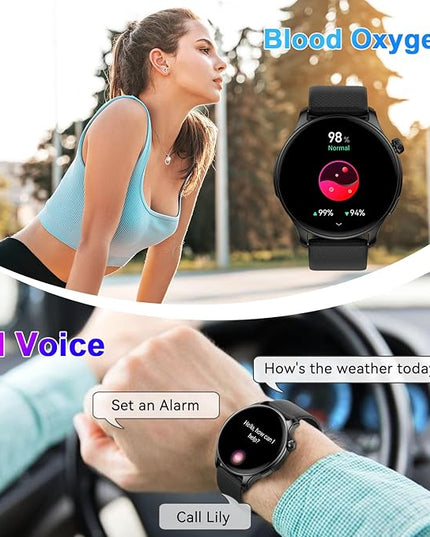 Smart Watch for Men Women Fitness: Waterproof Make Answer Call Digital Mens Watches Running Pedometer Step Tracker Smartwatch Android Phone iPhone Samsung Compatible Sleep SpO2 Heart Rate Monitor