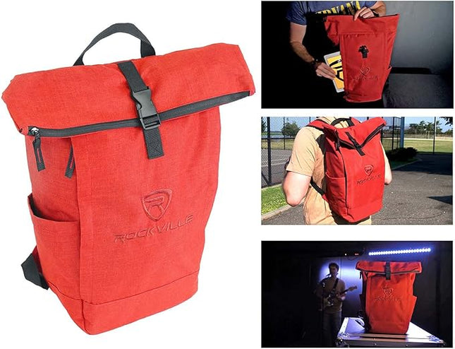 Rockville RPAK BURNED RED Backpack Bag, Padded 15" Laptop Pocket, Durable Nylon, Adjustable Straps, Hidden Zippered Compartment, Ideal for Daily Use and Gear Transport