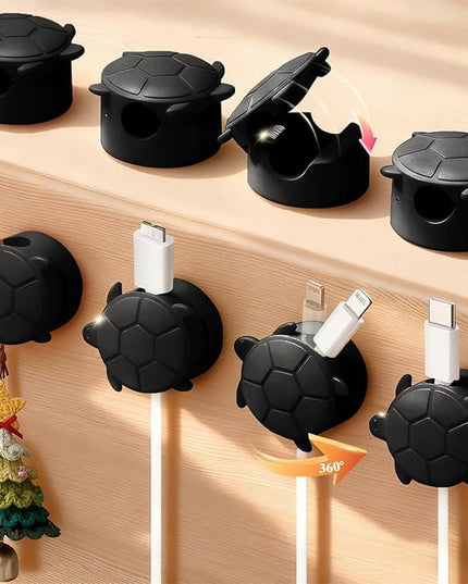 8 Pack Rotatable Cable Clips, Cord Organizer Spring Clip Cord Holder for Nightstand Charging Cable Organizers Cable Management for Desk Office Car Wall (Black)