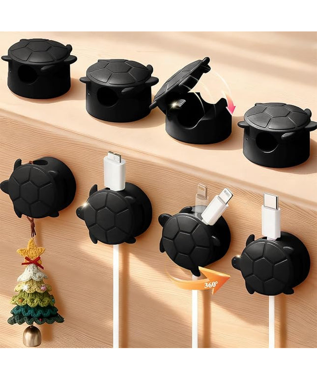 8 Pack Rotatable Cable Clips, Cord Organizer Spring Clip Cord Holder for Nightstand Charging Cable Organizers Cable Management for Desk Office Car Wall (Black)