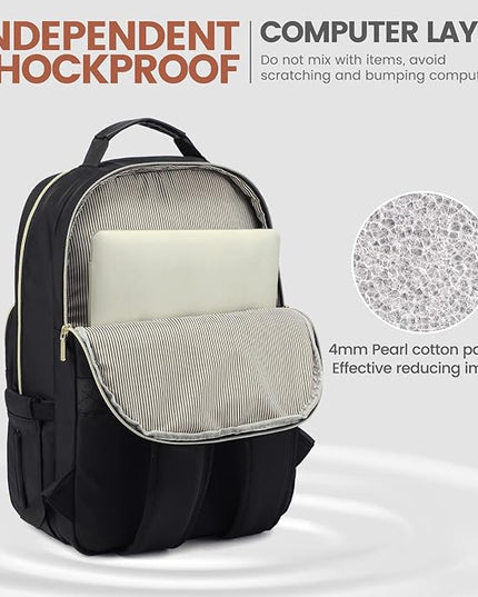 LOVEVOOK Laptop Backpack for Women 18.4 inch,Cute Womens Travel Backpack Purse,Professional Laptop Computer Bag,Waterproof Work Business College Teacher Bags Carry on Backpack with USB Port,Black