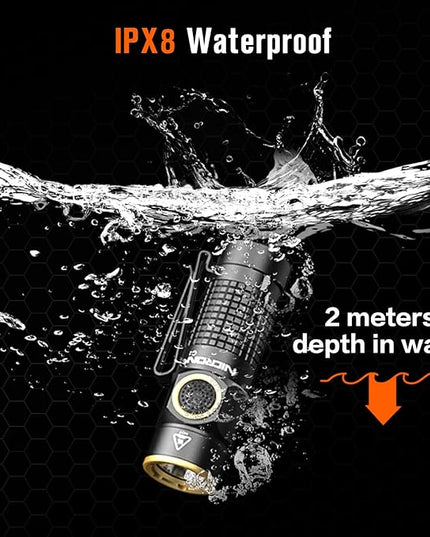 NICRON 1200 Lumens EDC Flashlight with Magnet, Rechargeable Pocket Light Compact High Lumens Handheld Light, C1 Mini Flashlight 7 Modes for Outdoor Camping, Hiking (Black)