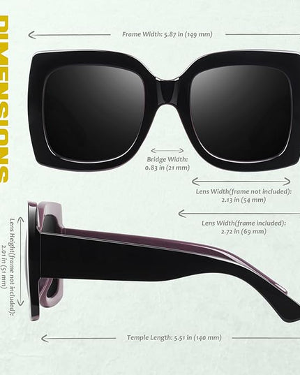 GQUEEN Oversized Square Frame Sunglasses Womens Retro Vintage Trendy Shades,S904