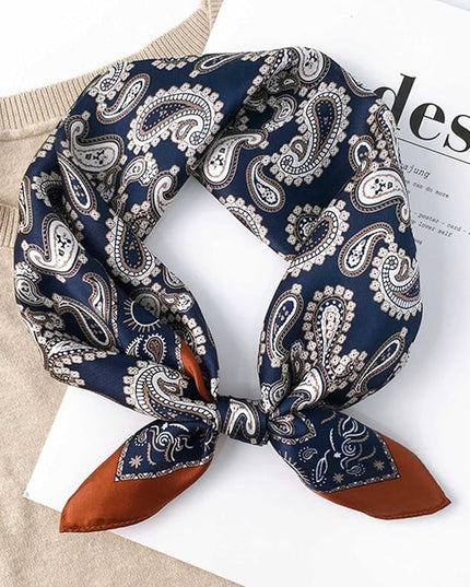 kcctoo 27.5" Mulberry Silk Feeling Head Scarf Women's Fashion Square Neck Satin Scarfs for Bag Hair Scarves Gift
