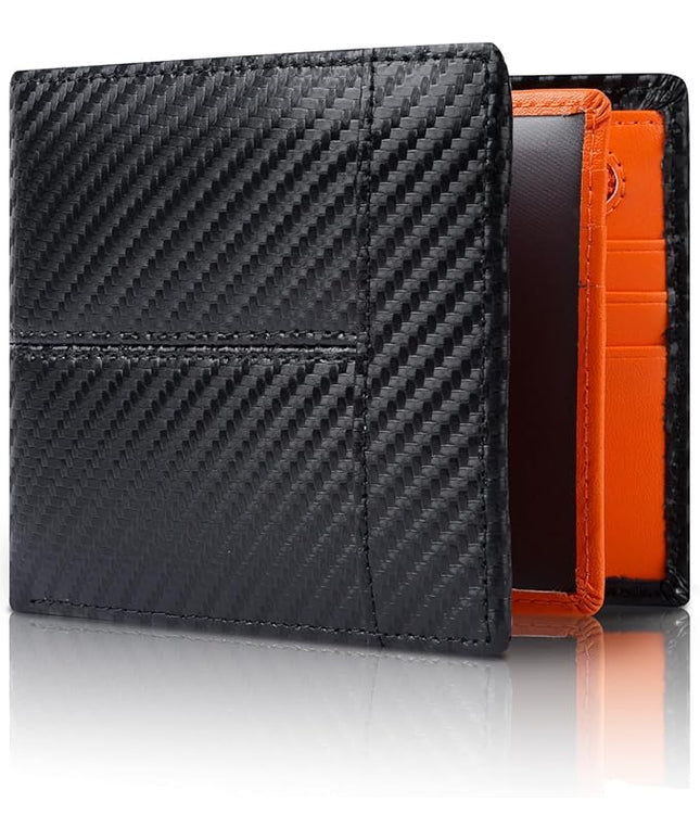 Swallowmall Leather Wallet for Mens Genuine Leather RFID Blocking Bifold Wallets with 1 ID Windows 15 Card Slots
