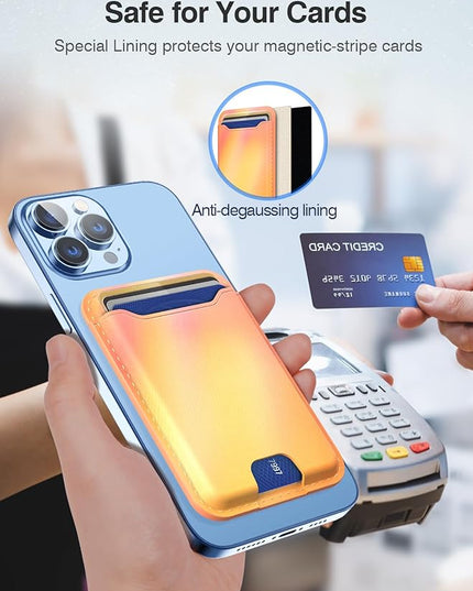 TopMade Magnetic Wallet for iPhone 16/15/14/13/12 Series, Faux Leather, Rainbow, RFID Blocking, 4.4lbs Magnetic Force, Holds 4 Cards, Compatible with Official Magsafe Cases