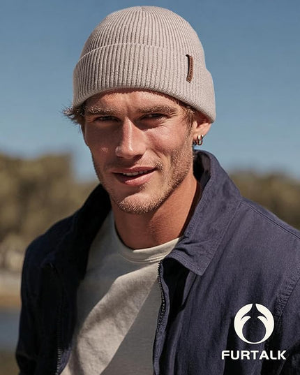 FURTALK Fisherman Beanie for Men Women 2 Styles Cuffless or Cuffed Knitted Unisex Winter Hat Outdoor All-Day Warmth