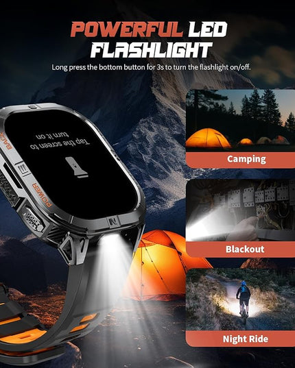 GPS Military Smart Watch for Men(Answer/Call), 2.13'' Smartwatch,60 Days Battery,6 Satellite Positioning/Compass,5 ATM Fitness Tracker with Flashlight/Heart Rate/Sleep/100+ Sport Modes for Android/iOS
