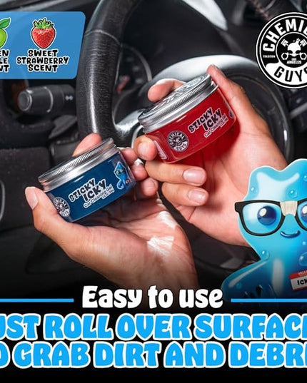 Chemical Guys Sticky Icky Car Cleaning Gel, Green Apple & Sweet Strawberry Scent - Detailing Kit, Car Dust Crevice Cleaner, Slime Auto Air Vent, Cleaning Putty for Keyboard Cleaner (4 Pack) - CJK1004