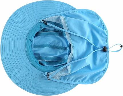 Home Prefer UPF 50+ Mens Wide Brim Fishing Hat with Neck Flap Sun Hat for Men Women Sun Protection Cap