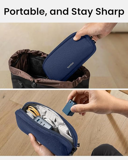 tomtoc Electronics Organizer Travel Case, Water Resistant Travel Bag Cable Organizer for Essentials, Tech Pouch Accessories Carry Storage for Cord, Phone, Cables, Airpods, USB Flash Drive, Daily Items