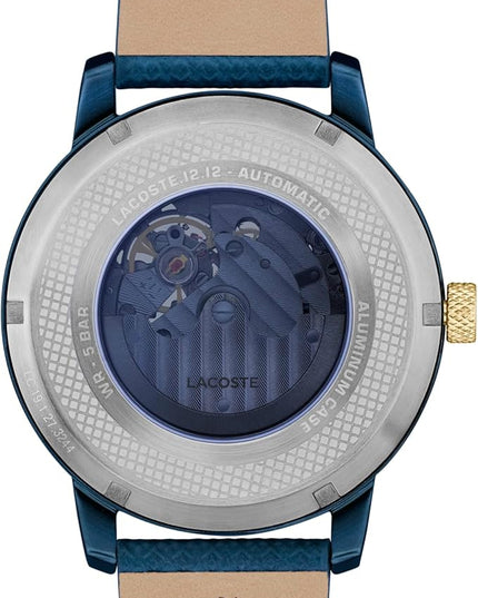 Lacoste.12.12 Men's Automatic Watch - Sporty Leather Strap - Water Resistant up to 5ATM/50 Meters - Self-Winding - Premium Fashion Timepiece - Gift for Him - 44mm