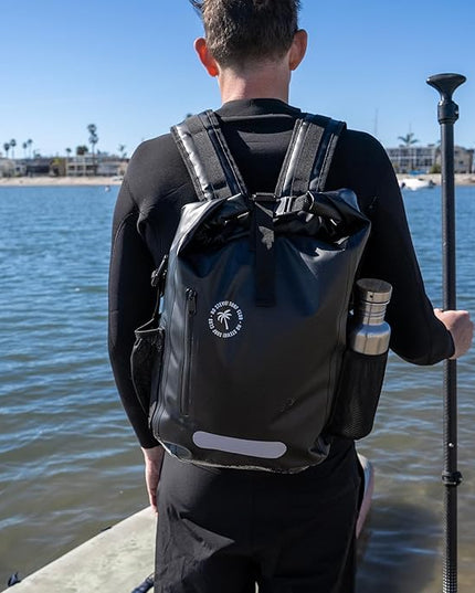 Ho Stevie! Waterproof Surf Backpack - Heavy Duty with Laptop Sleeve - Roll Top Closure Keeps Your Gear Dry In Bag - 25L