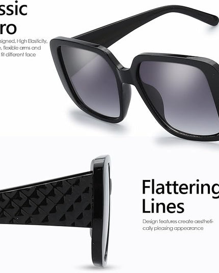 The Fresh Women's Oversized Square Jackie O Cat Eye Hybrid Butterfly Fashion Sunglasses - Exquisite Packaging