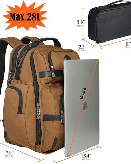 WELKINLAND 24H Business Backpack for Men with Toiletry Bag, 16" Laptop Executive Backpack for Mens, 28L Business Computer Backpacks, Heavy Duty Laptop Backpack, Carry-on Executive Backpacks for Men