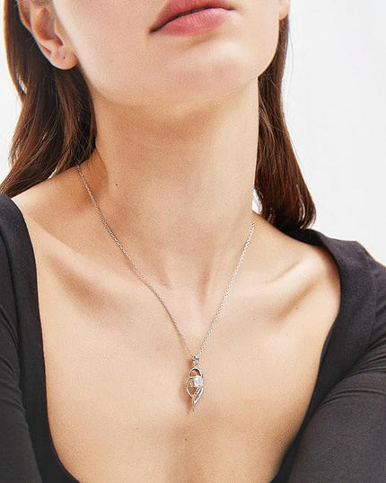 G&GEMSJEW Heart Necklaces for Women, 1-2 Carats Moissanite, 18K White Gold-Plated 925 Sterling Silver Round Brilliant Cut Moissanite Imitation Diamond Necklaces, Jewelry Gifts for Christmas Valentine's Day,Anniversary Present for Wife Women