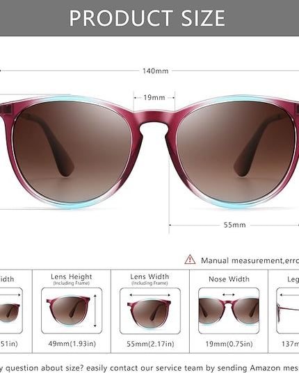 SUNGAIT Premium Vintage Round Sunglasses for Women Men Classic Retro Trendy Style