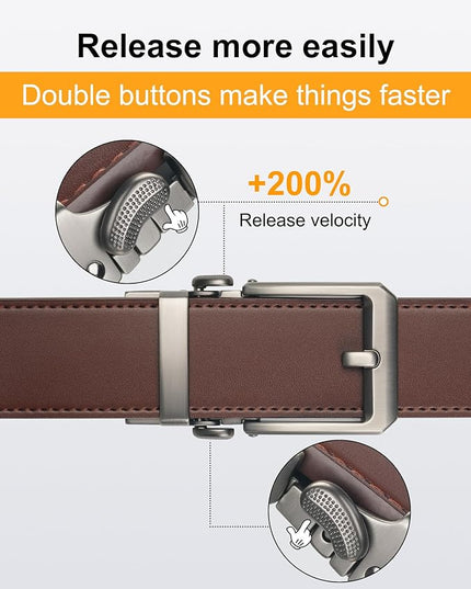JUKMO 1.5" (38mm) Leather Ratchet Belt for Men in Gift Box