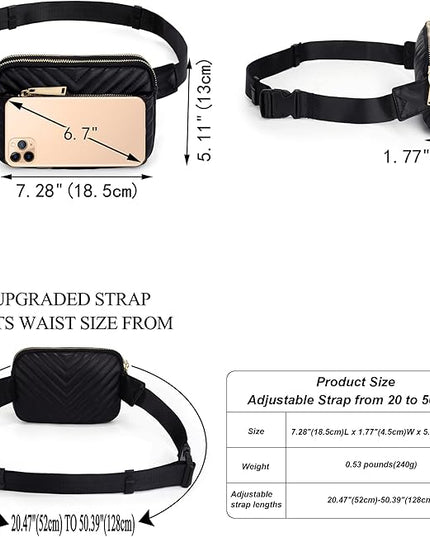 UTO Fanny Pack for Women Crossbody Trendy Fashion Belt Purse Chest Waist Hip Bumbag for Outdoor Shopping Travel Hiking