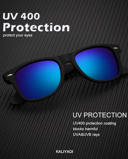 KALIYADI Polarized Sunglasses for Men and Women Matte Finish Sun glasses Color Mirror Lens UV Blocking (3 Pack)