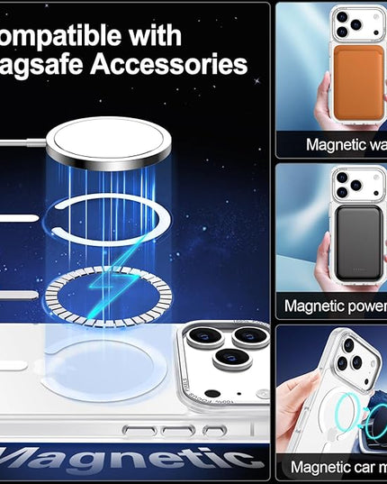 Hython Case for iPhone 17 Pro Max Case Magnetic Translucent Matte Phone Cases 6.9" [Compatible with MagSafe] Thin Slim Fit Shockproof Bumper Hard Protective Cover for Women Men Girls, Frosted White