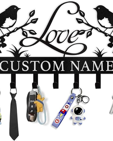 Dyoart Personalized Key Holder Wall Mount - Key Holder for Wall, Custom Name Key Rack, Metal Key Holder Hooks Organizer, Wedding Housewarming Gift, Key Hanger Decor for Entryway, Hallway, Bedroom