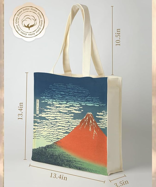 AUSVKAI Canvas Tote Bag Aesthetic for Women, Cute Reusable Bags with Pockets & Snaps for Beach Shopping College Gym Grocery