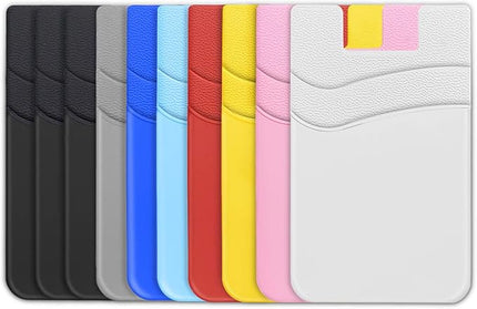SHANSHUI Card Holder for Back of Phone, Ultra Slim Double Silicone Phone Card Holder Adhesive Stick on Wallet Pocket Pouch Seelves Compatible for iPhone and Android Phones (Multi-Colors/10pcs)