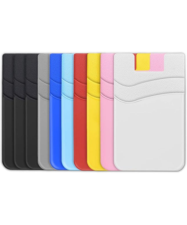 SHANSHUI Card Holder for Back of Phone, Ultra Slim Double Silicone Phone Card Holder Adhesive Stick on Wallet Pocket Pouch Seelves Compatible for iPhone and Android Phones (Multi-Colors/10pcs)