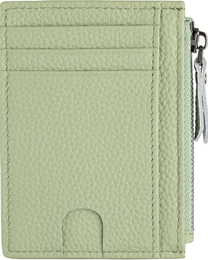 ilovever Slim Wallet for Women Small Leather RFID Blocking Credit Card Holder Minimalist Wallet with Coin Purses & Pouches,S Light Green