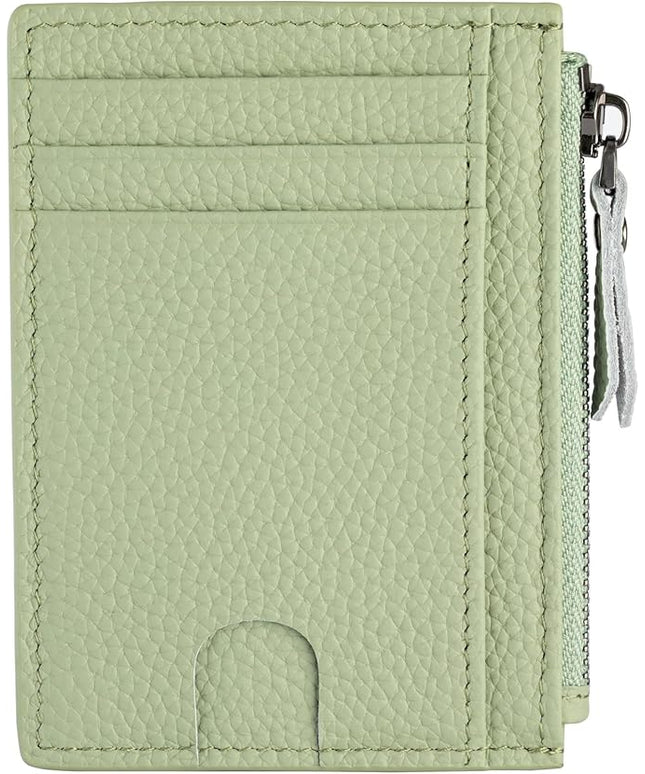 ilovever Slim Wallet for Women Small Leather RFID Blocking Credit Card Holder Minimalist Wallet with Coin Purses & Pouches,S Light Green