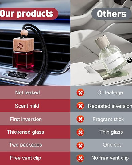 Car Air Freshener Hanging 2 Pack, Rosehip Wine Scent Car Perfume, Long Lasting Automotive Essential Oil Diffuser, Cute Car Accessories for Women Men