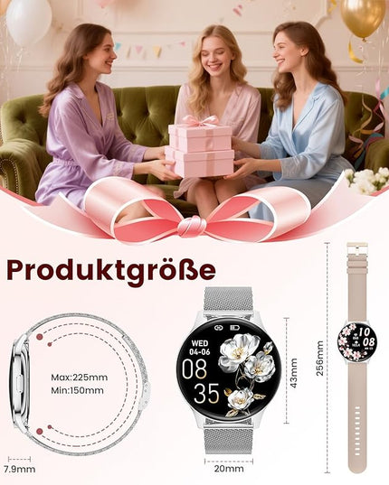 LIGE Smart Watch for Women, 1.43" AMOLED Screen Smartwatch with Answer/Make Call for iPhone/Android/Samsung,Fitness Tracker with 120+ Sport Modes, Sleep/Health Monitor, IP68 Waterproof,2 Bands,Silver